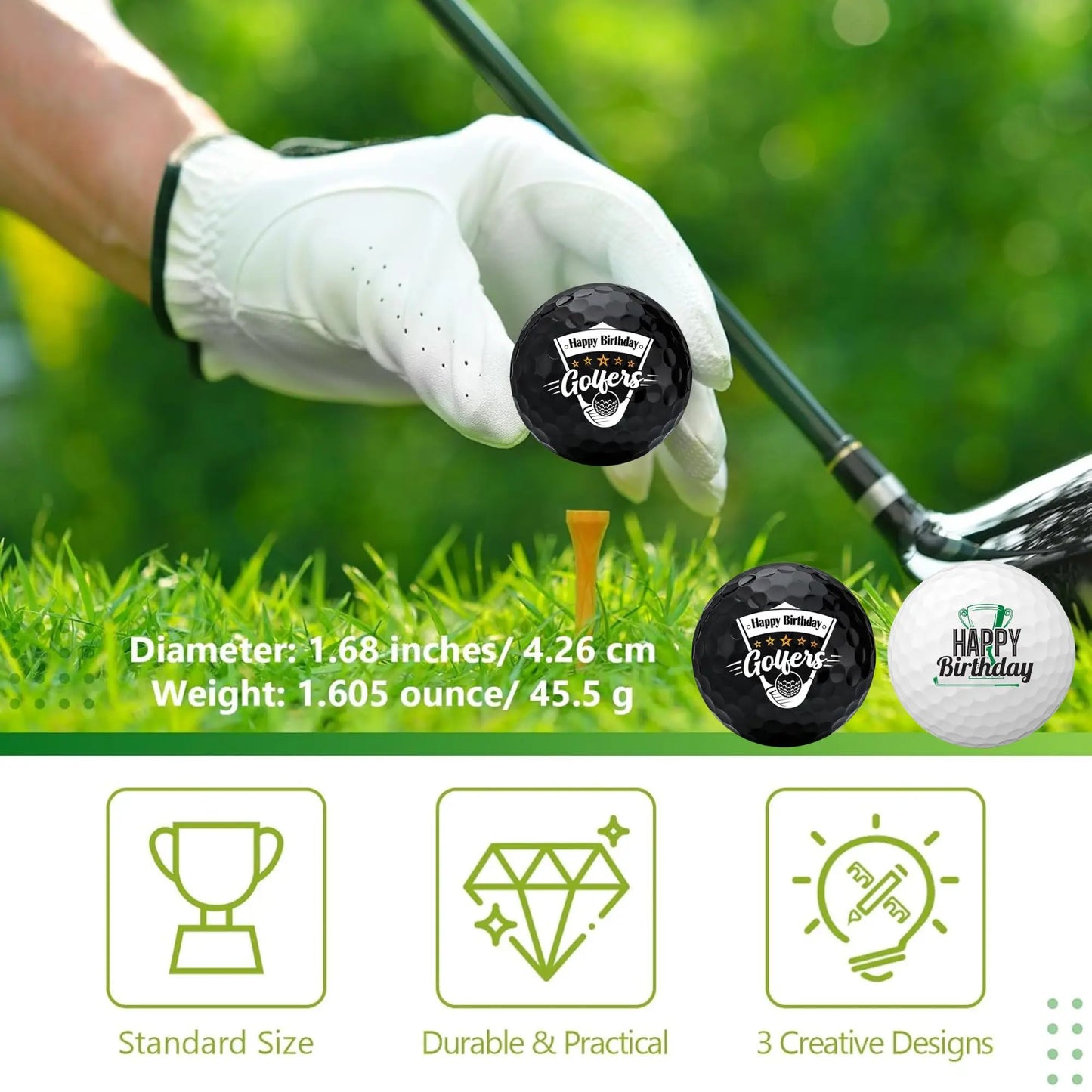Lot de 2 Balles de Golf "Happy Birthday"