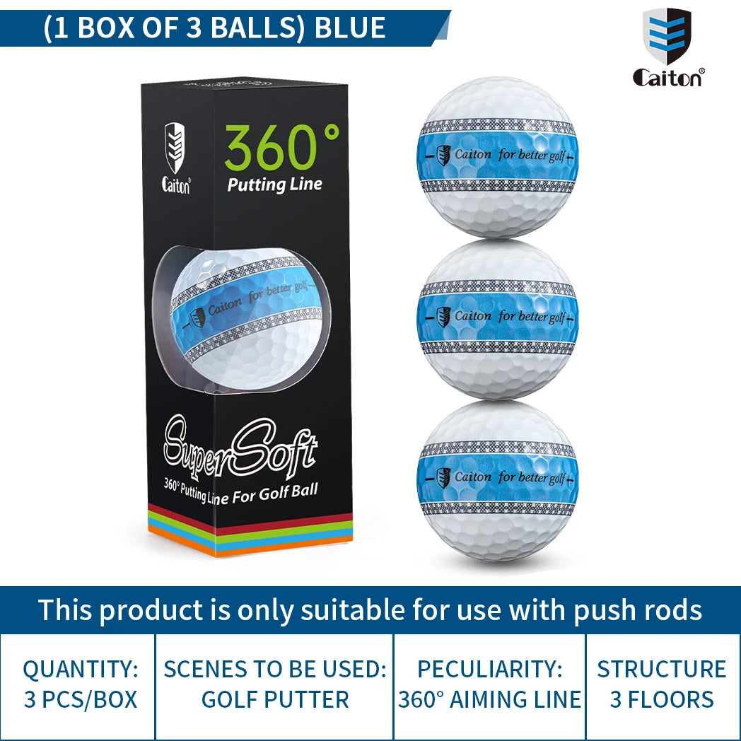 3 Layers PU Golf Balls with 360° Precision Line - 3pcs