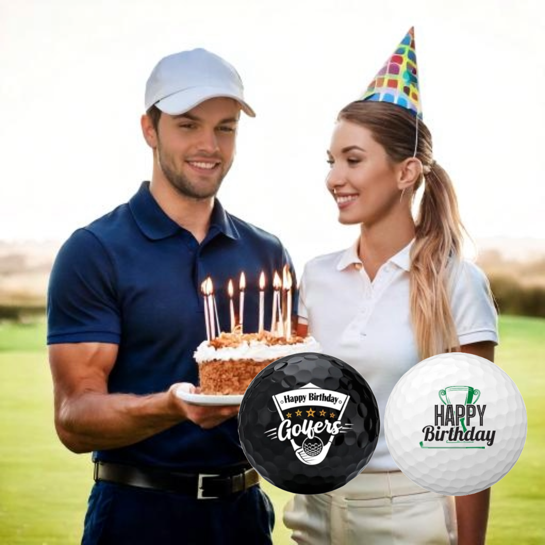 Lot de 2 Balles de Golf "Happy Birthday"