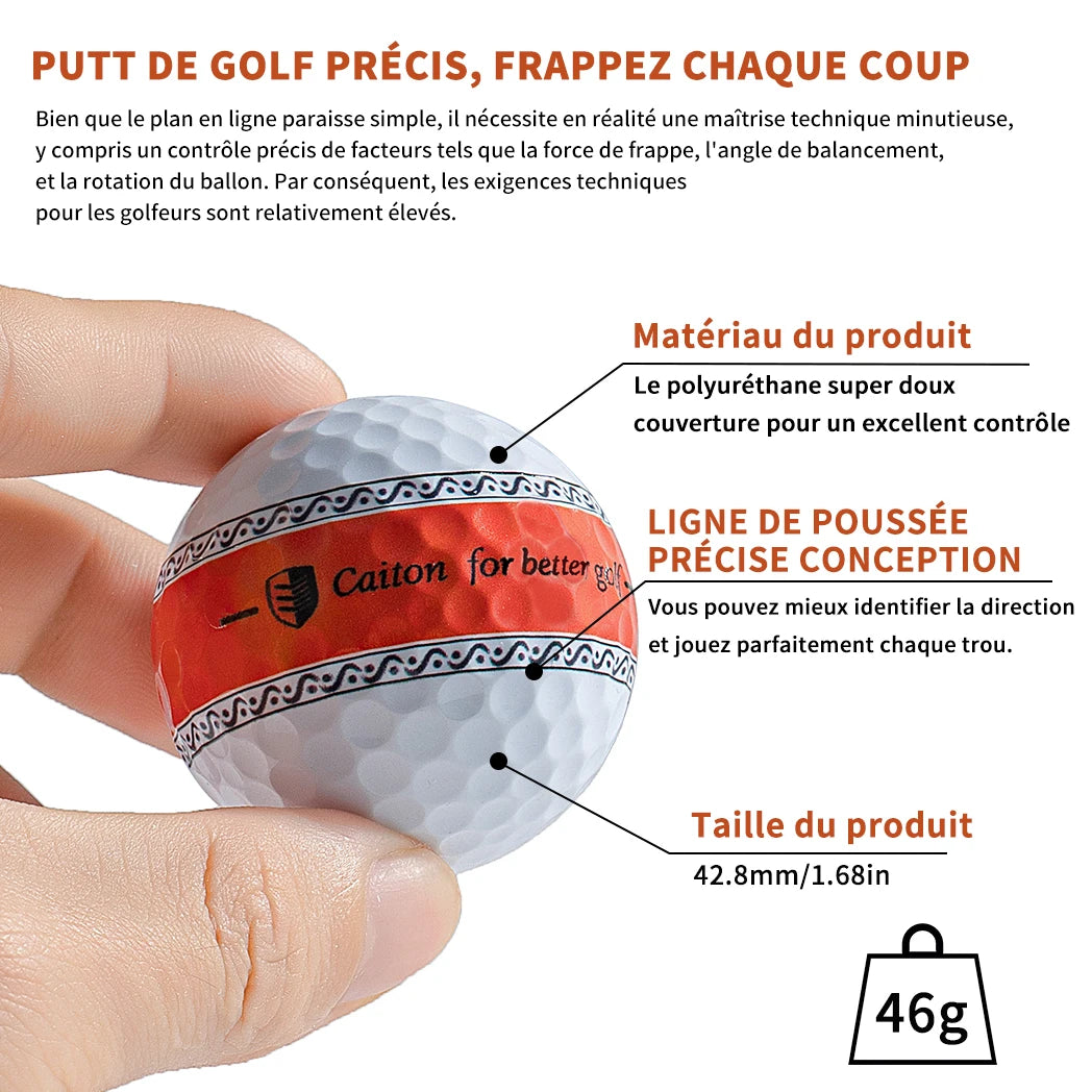 3 Layers PU Golf Balls with 360° Precision Line - 3pcs