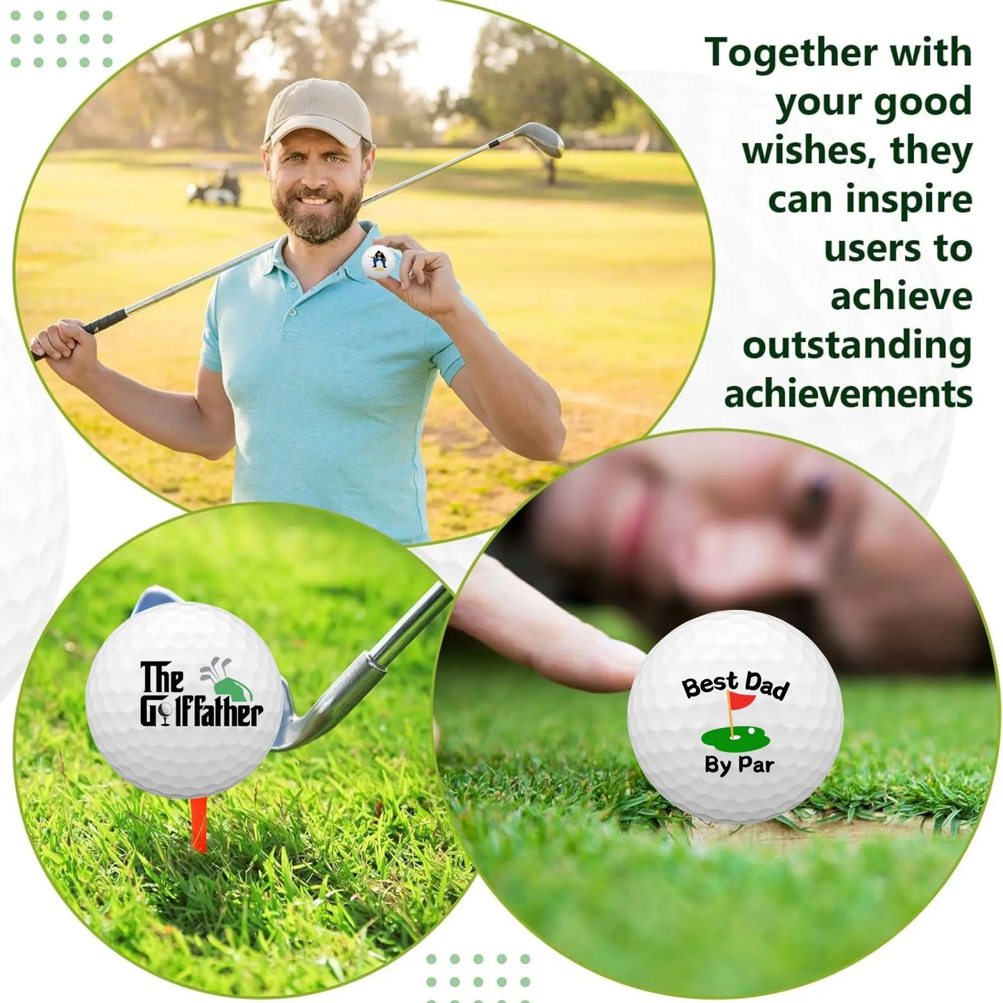 Lot de 2 Balles de Golf "Best Dad By Par" – Cadeau Unique pour les Papas Golfeurs