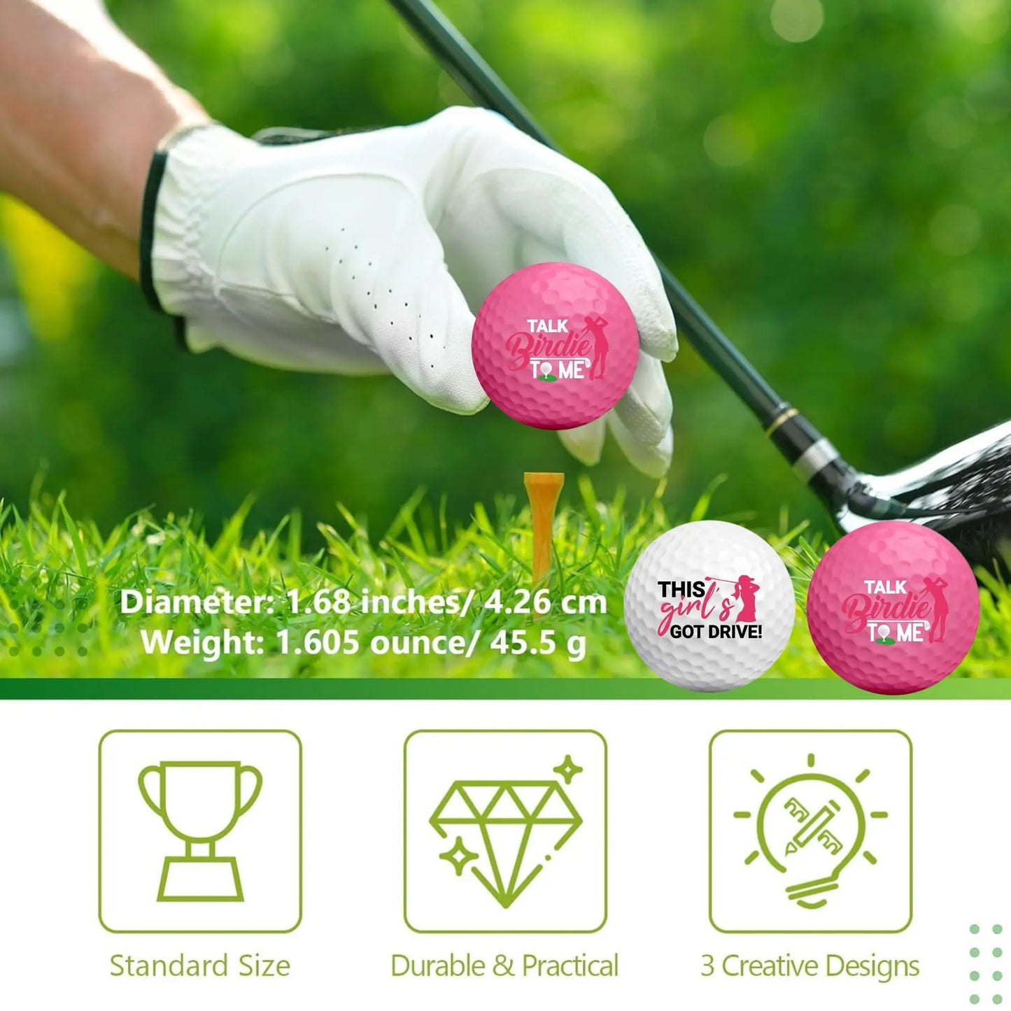 Set of 2 Fun and Feminine Golf Balls - Perfect Gift for Female Golfers