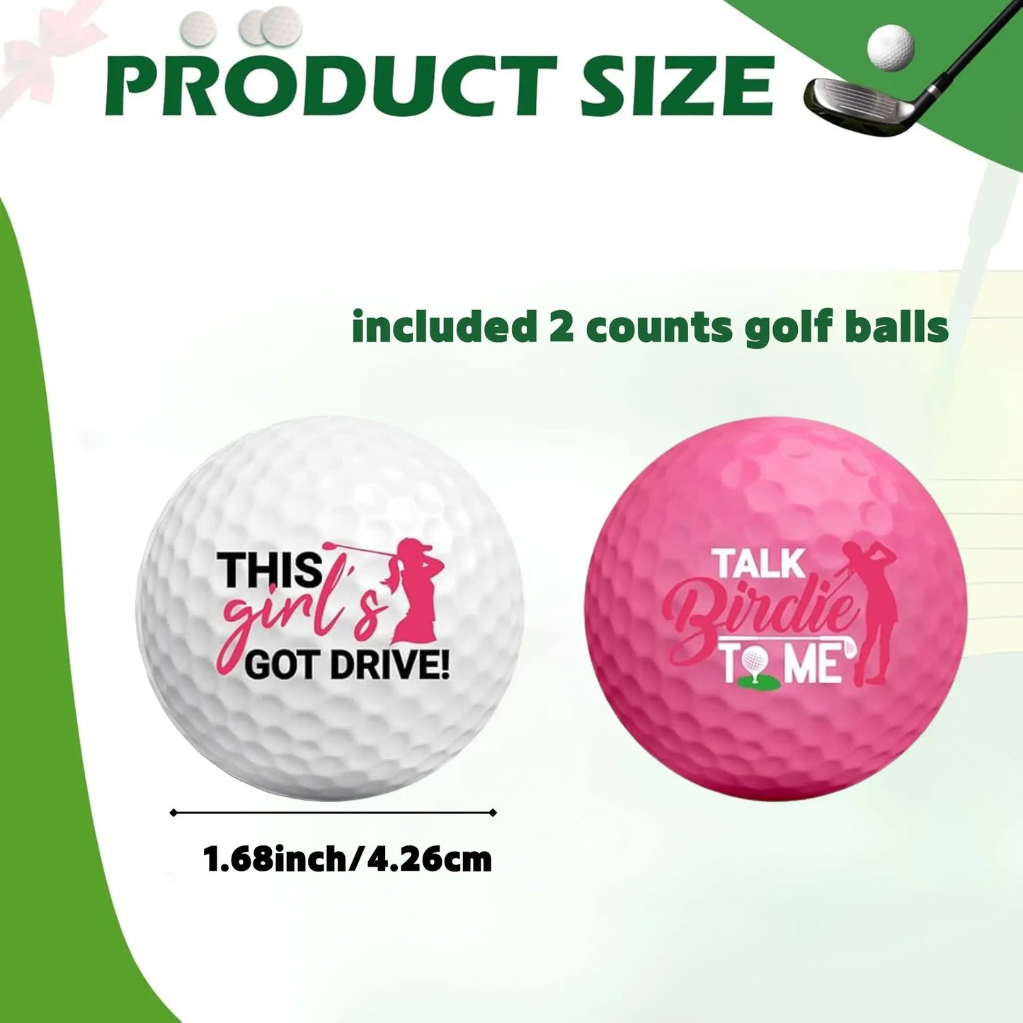 Set of 2 Fun and Feminine Golf Balls - Perfect Gift for Female Golfers