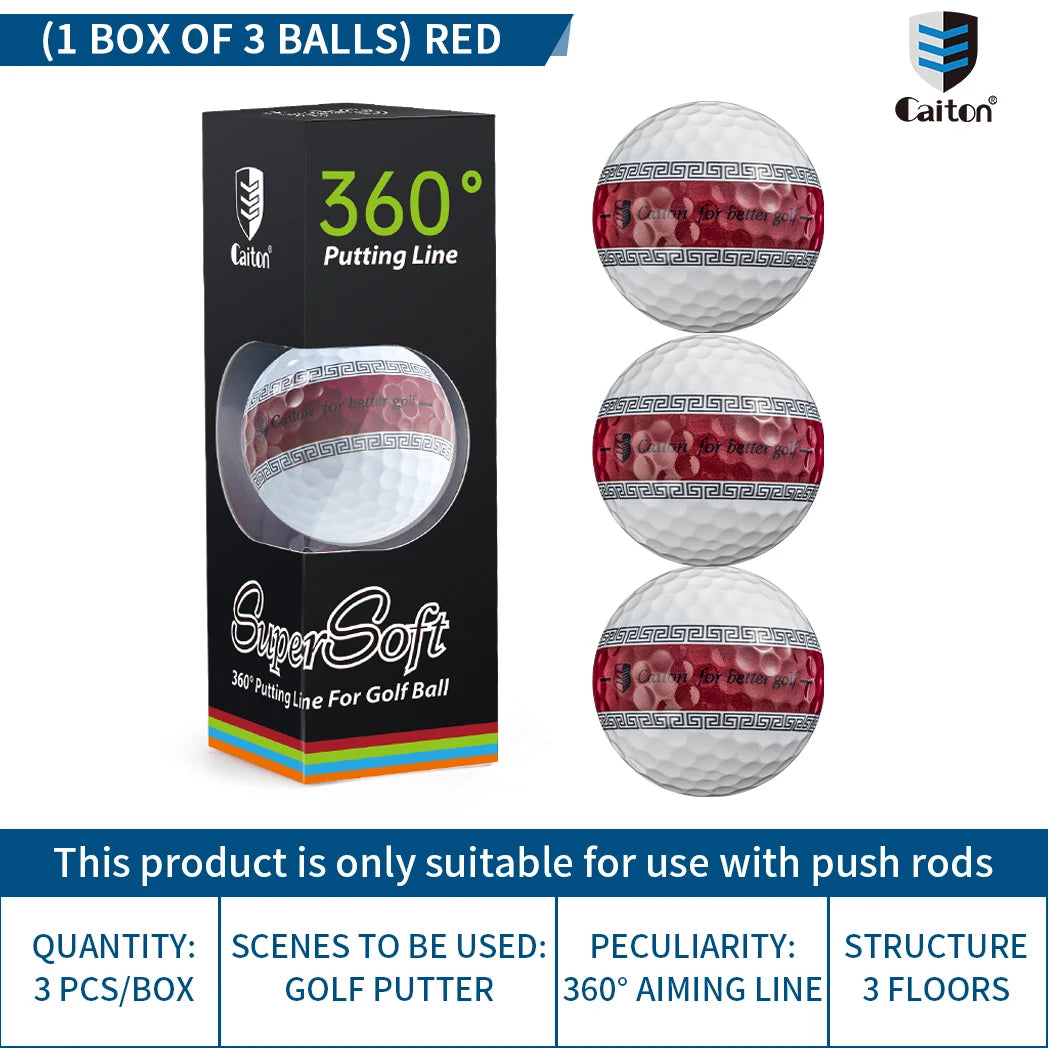 3 Layers PU Golf Balls with 360° Precision Line - 3pcs